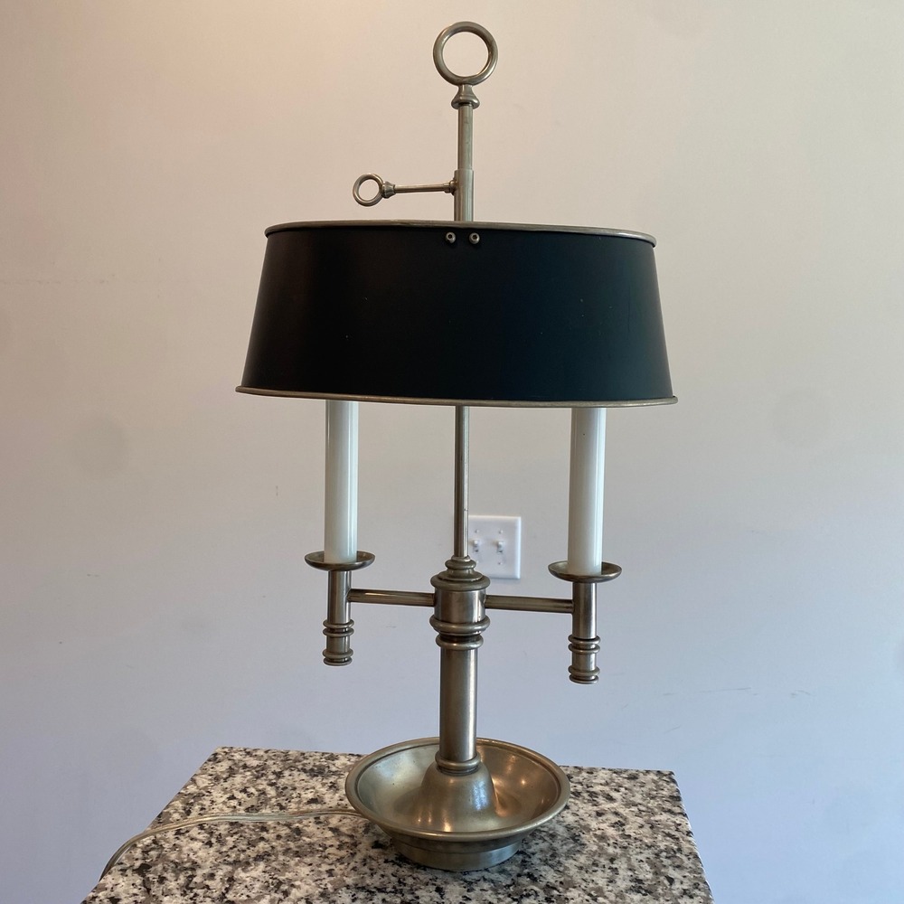 French Silvered Bronze and Tole Bouillotte lamp